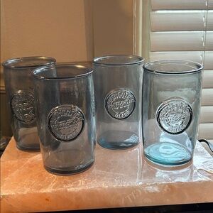 Authentic San Miguel 100% Recycled Glass Tumblers - Blue/Gray Tint - Set of 4